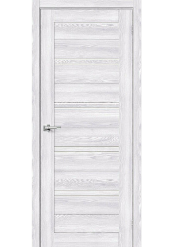 Межкомнатная дверь Браво-28, со стеклом, цвет Riviera Ice